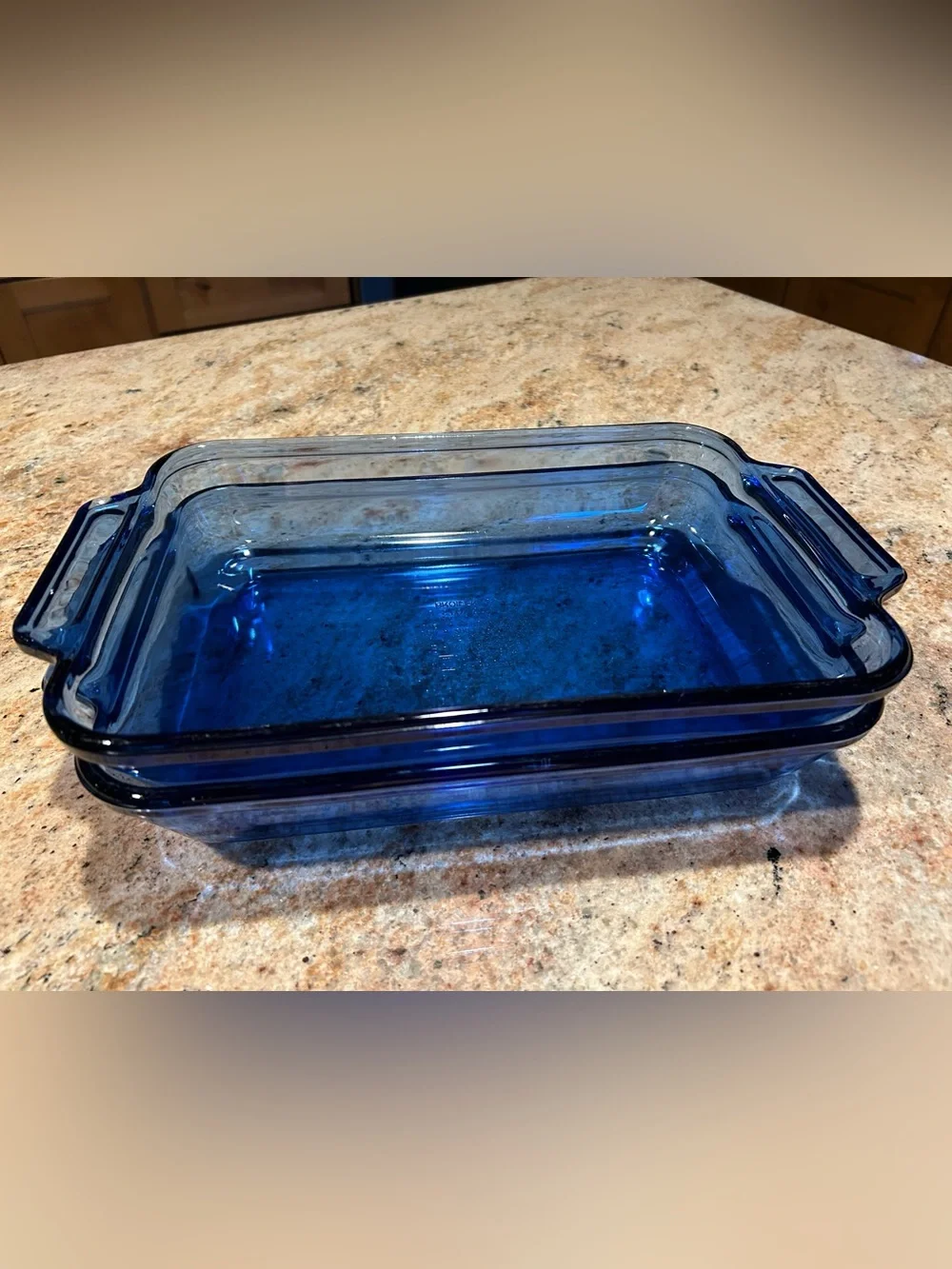 (2)Anchor Hocking Vintage Cobalt Blue Glass 8x11.5x2” Baking Dishes No Chips